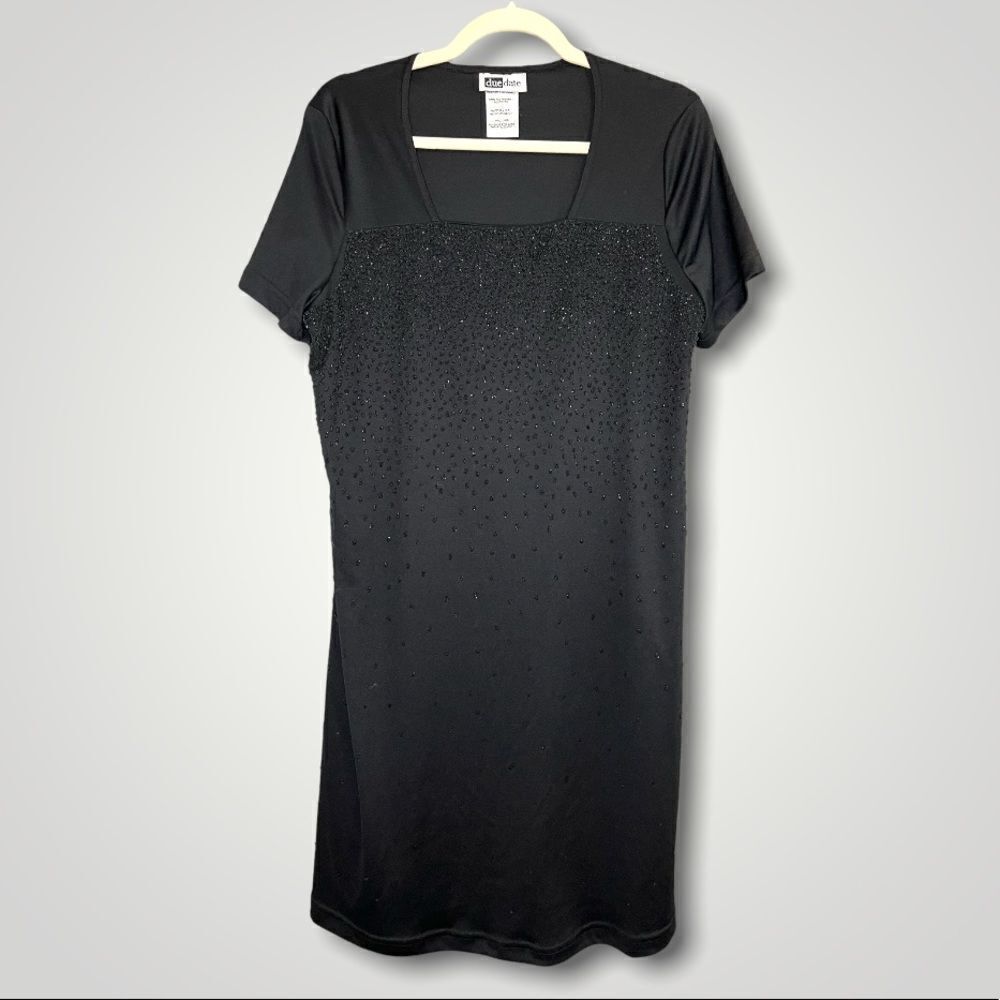 due date Maternity Black Beaded Short Sleeve Dress Size Medium